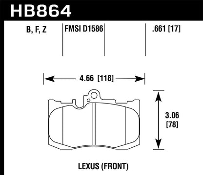 Hawk Performance Hawk 13-17 Lexus GS350/GS350 F Sport / 12-17 Lexus IS350 HPS Street Front Brake Pads