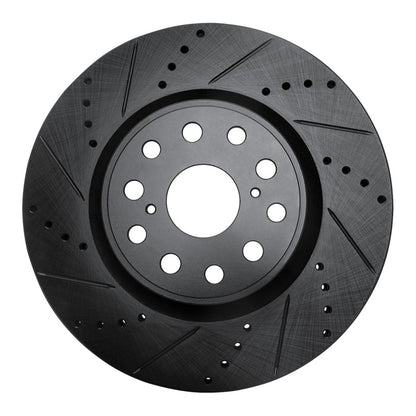 R1 Concepts R1 07-23 Lexus LS460 Front Left Drilled & Slotted Black Brake Rotor