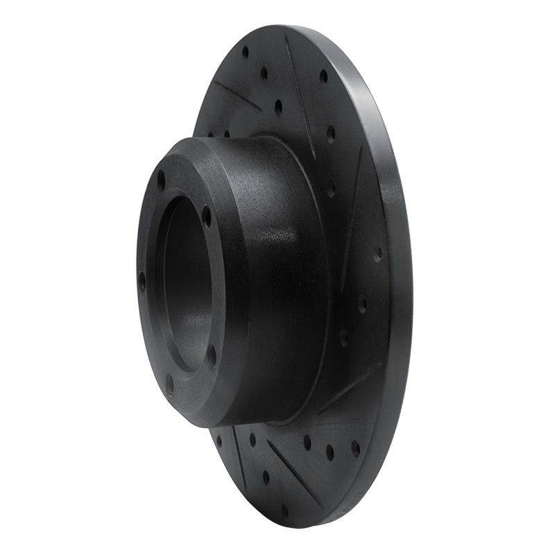 R1 Concepts R1 74-99 Land Rover Defender 110 Front Right Drilled & Slotted Black Brake Rotor