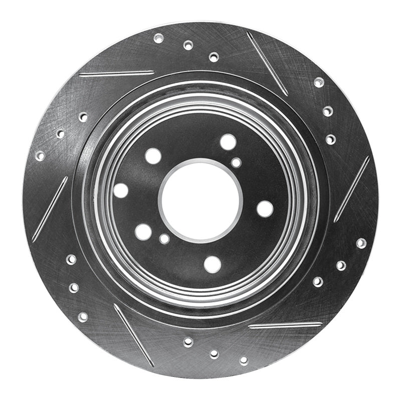 R1 Concepts R1 89-96 Nissan 300ZX Turbo Rear Left Drilled & Slotted Silver Brake Rotor
