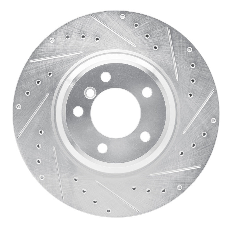 R1 Concepts R1 07-15 BMW 335XI Front Right Drilled & Slotted Silver Brake Rotor