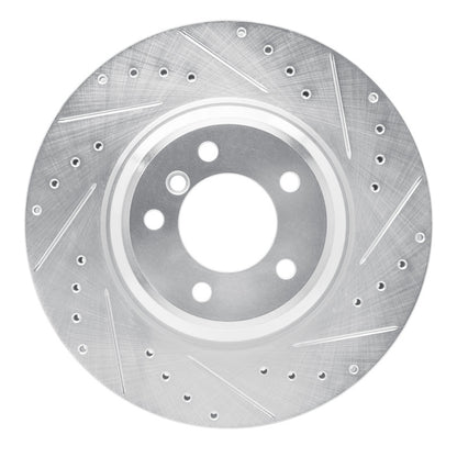 R1 Concepts R1 07-15 BMW 335XI Front Right Drilled & Slotted Silver Brake Rotor