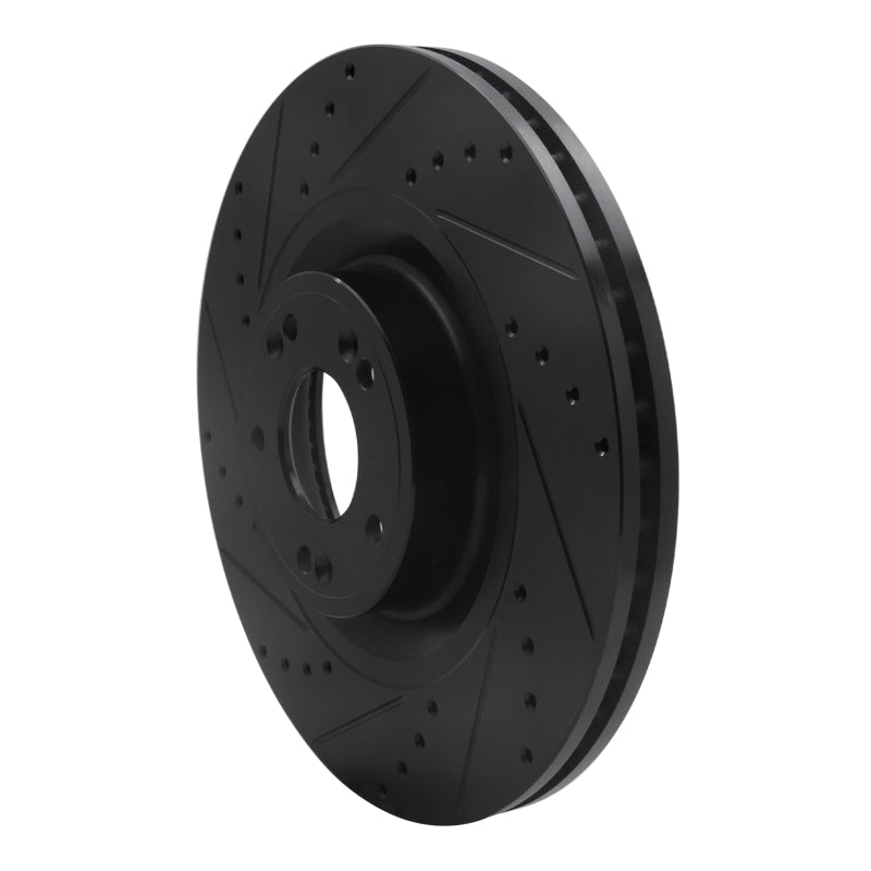R1 Concepts R1 12-17 Genesis G80 Front Left Drilled & Slotted Black Brake Rotor