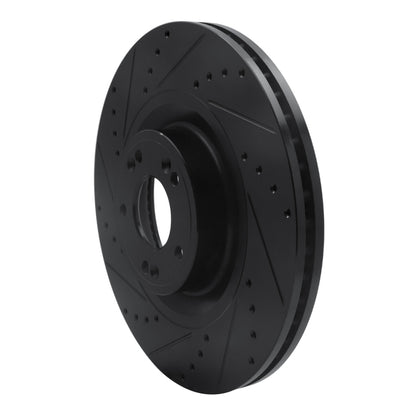 R1 Concepts R1 12-17 Genesis G80 Front Left Drilled & Slotted Black Brake Rotor