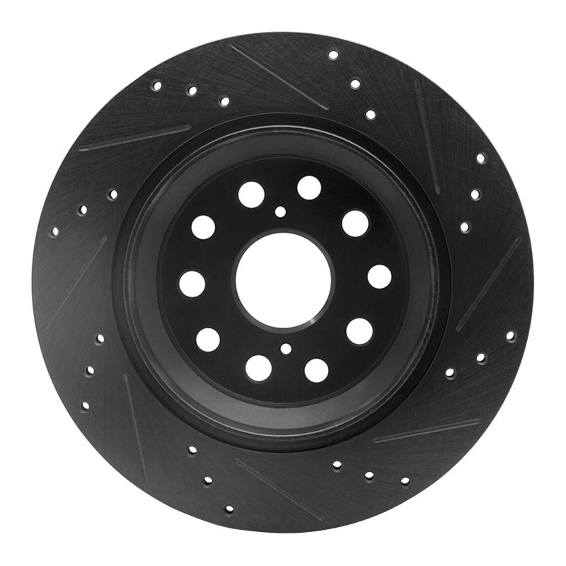 R1 Concepts R1 07-17 Lexus LS460 Rear Left Drilled & Slotted Black Brake Rotor