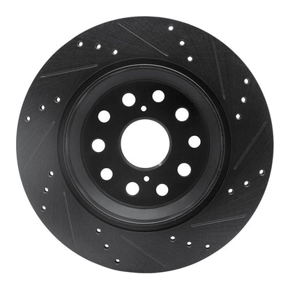 R1 Concepts R1 07-17 Lexus LS460 Rear Left Drilled & Slotted Black Brake Rotor
