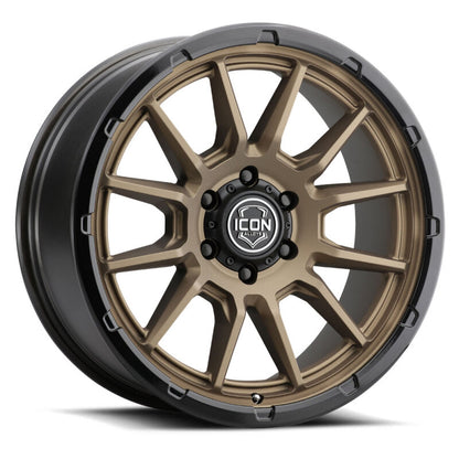 ICON Alloys Cajon 20x9 / 5x5 / -12mm / 4.5in BS Satin Bronze Wheel w/ GB Lip