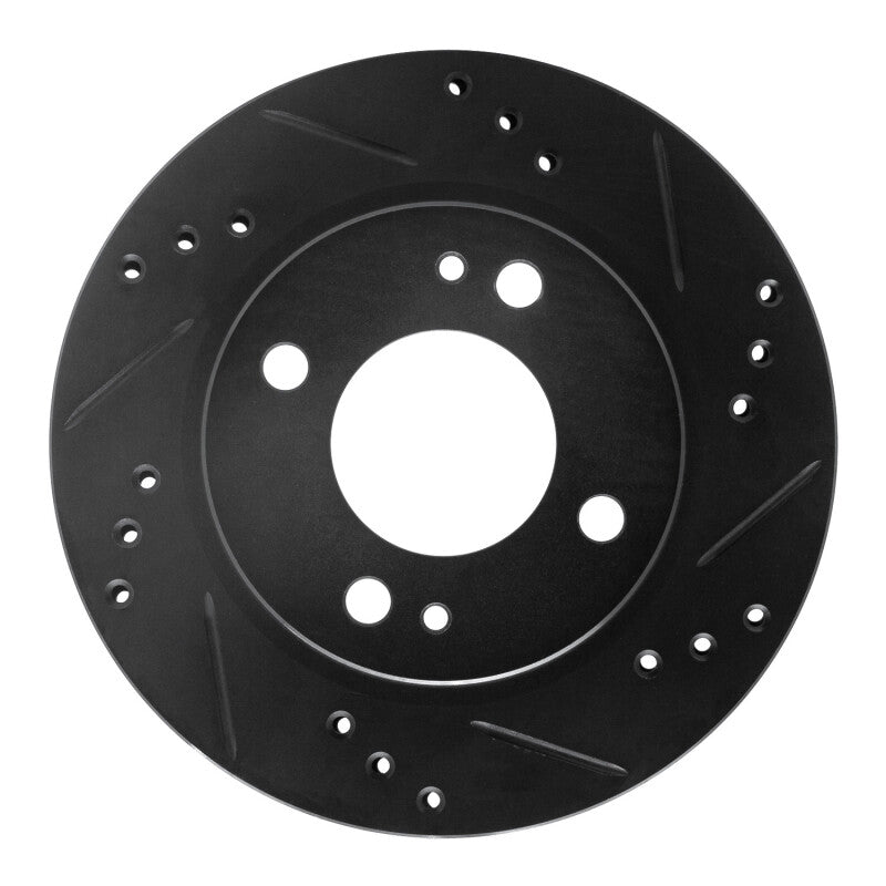 R1 Concepts R1 14-15 Mitsubishi Mirage Front Right Drilled & Slotted Black Brake Rotor