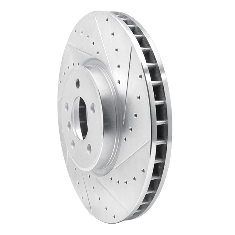 R1 Concepts R1 08-19 BMW X5 Front Right Drilled & Slotted Silver Brake Rotor