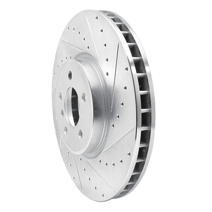 R1 Concepts R1 08-19 BMW X5 Front Right Drilled & Slotted Silver Brake Rotor