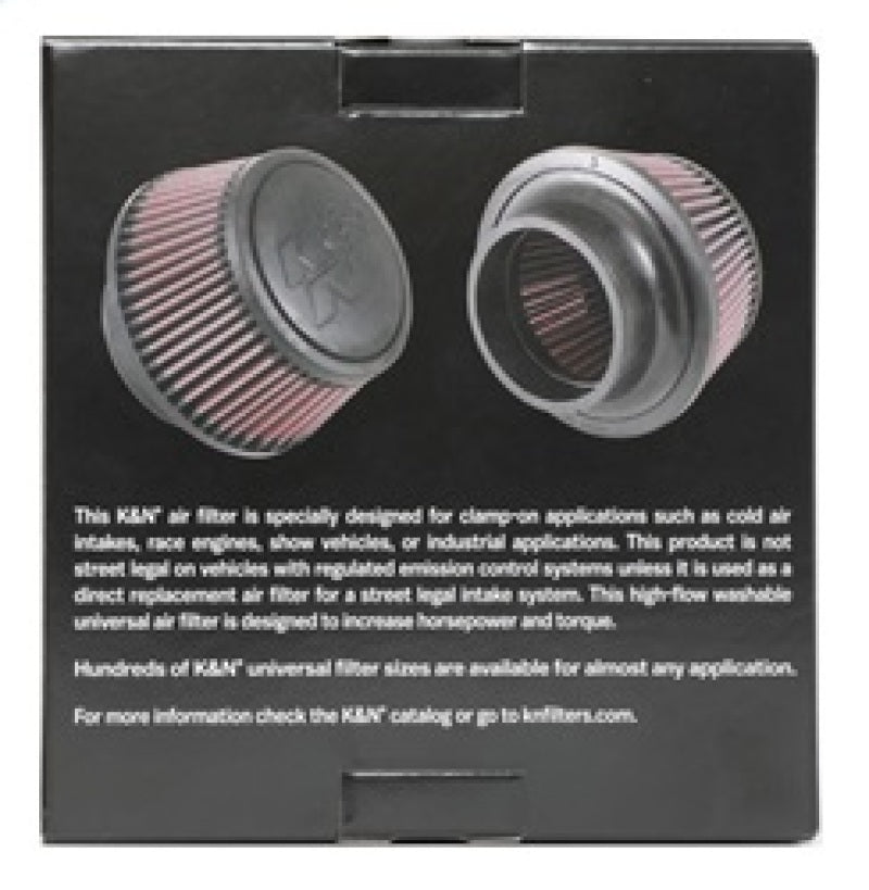 K&N Engineering K&N Universal Round Clamp-On Air Filter 3in Flange ID x 6in Base OD x 4.625in Top OD x 3in Height