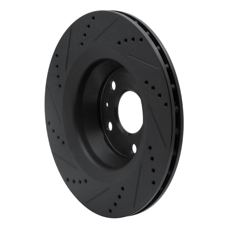 R1 Concepts R1 08-15 Audi TT Quattro RS Rear Right Drilled & Slotted Black Brake Rotor