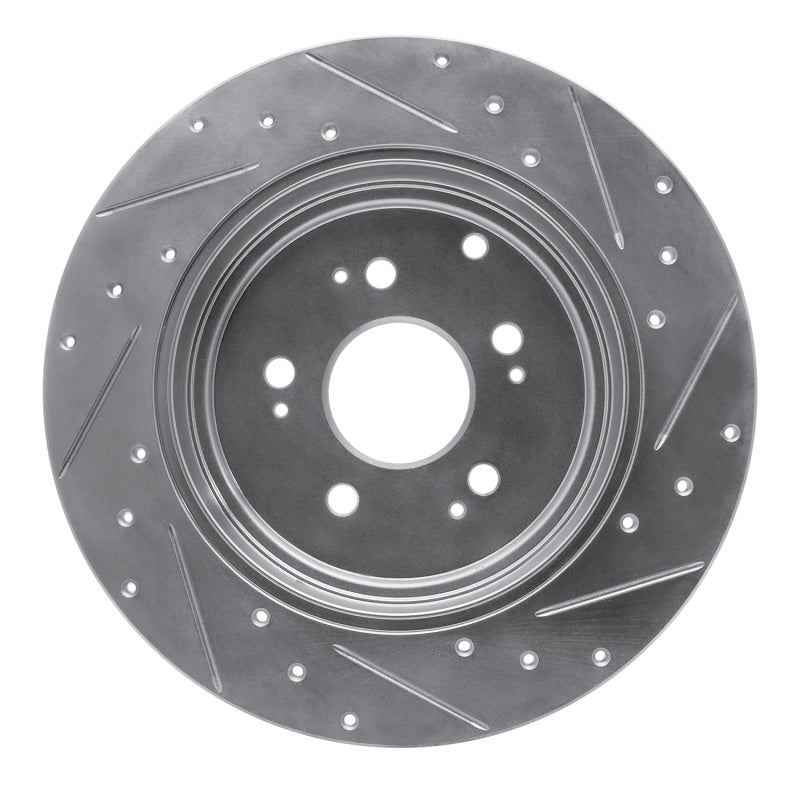 R1 Concepts R1 06-14 Honda Ridgeline Rear Left Drilled & Slotted Silver Brake Rotor