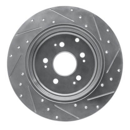 R1 Concepts R1 06-14 Honda Ridgeline Rear Left Drilled & Slotted Silver Brake Rotor
