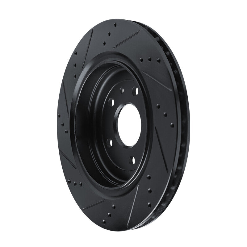 R1 Concepts R1 14-19 Chevrolet Corvette Rear Right Drilled & Slotted Black Brake Rotor
