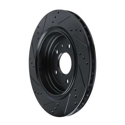 R1 Concepts R1 14-19 Chevrolet Corvette Rear Right Drilled & Slotted Black Brake Rotor