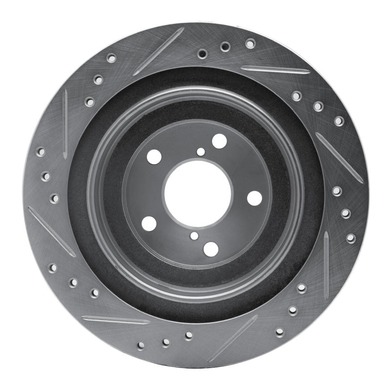 R1 Concepts R1 05-09 Subaru Impreza Rear Right Drilled & Slotted Silver Brake Rotor