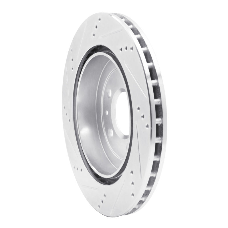 R1 Concepts R1 05-11 Cadillac STS Rear Right Drilled & Slotted Silver Brake Rotor