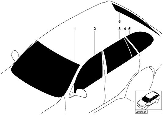 Genuine BMW 51348402572 E53 Side Window, Green, Door, Rear Right (Inc. X5)