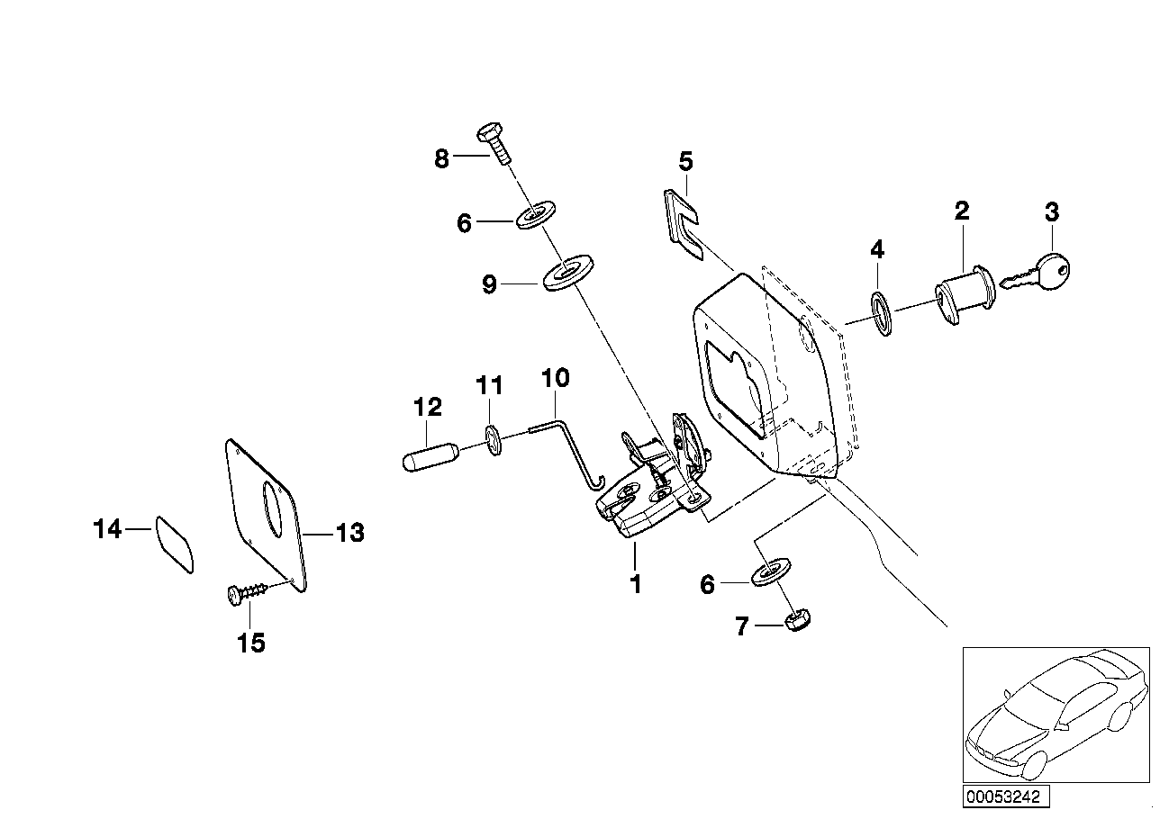 Genuine BMW 51211901537 E39 E46 E53 Lock With Code, Left (Inc. Z3 3.0i, 528i & 316i)