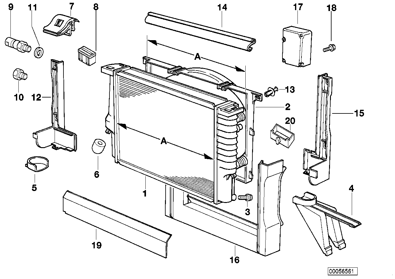 Genuine BMW 17111702453 E31 E32 E34 Radiator A=650mm (Inc. 740iL, 540i & 740i)