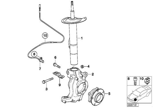 Genuine BMW 31318022558 E52 Front Right Spring Strut (Inc. Alpina V8)