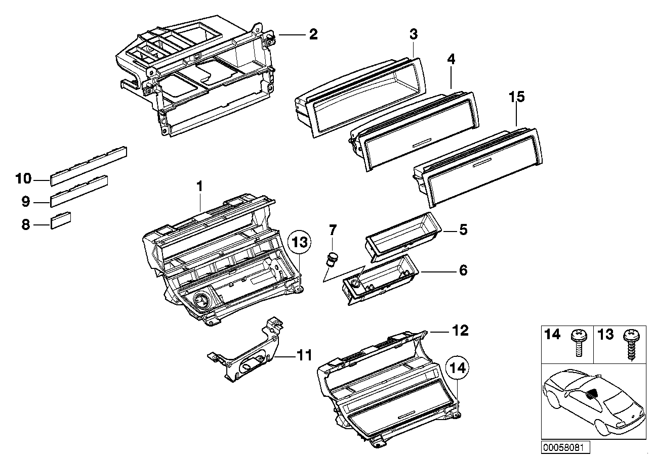 Genuine BMW 51168229175 E46 Front Ashtray Insert (Inc. 318ti, 320Cd & 325ti)