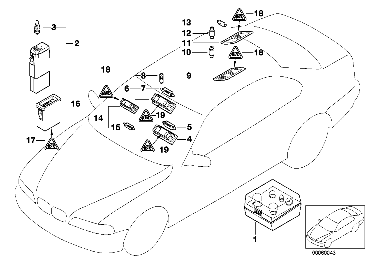 Genuine BMW 63318360107 E39 E38 Interior Light And Reading Light BEIGE (Inc. 740iL, 525td & 540i)