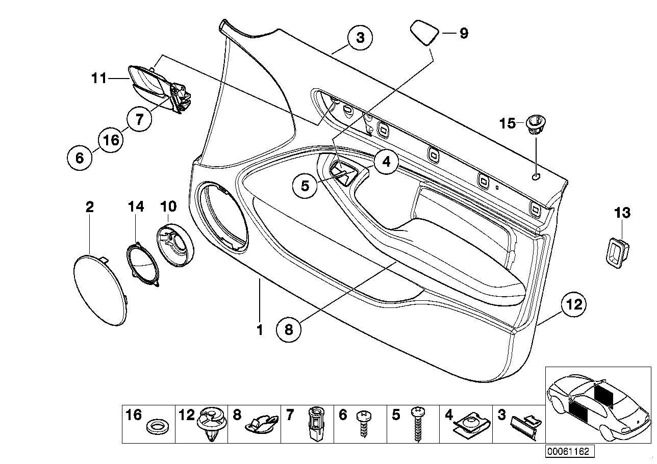Genuine BMW 51417043058 E46 Door Trim Panel, Front Right ANTHRAZIT (Inc. 325xi, 330i & 316i 1.6)