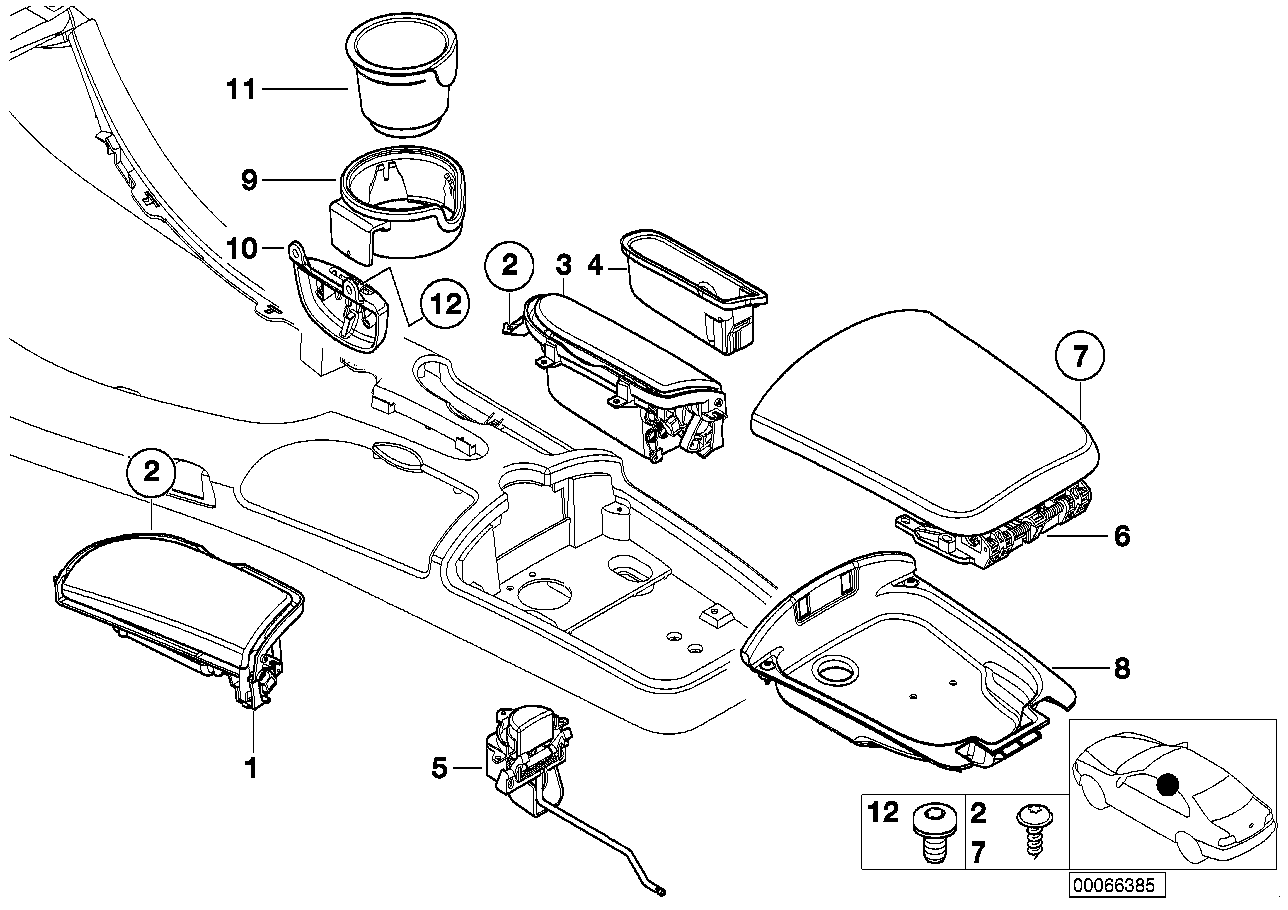 Genuine BMW 51168262693 E52 Cover, Storing Partition, Rear P1SW SCHWARZ (Inc. Alpina V8 & Z8)