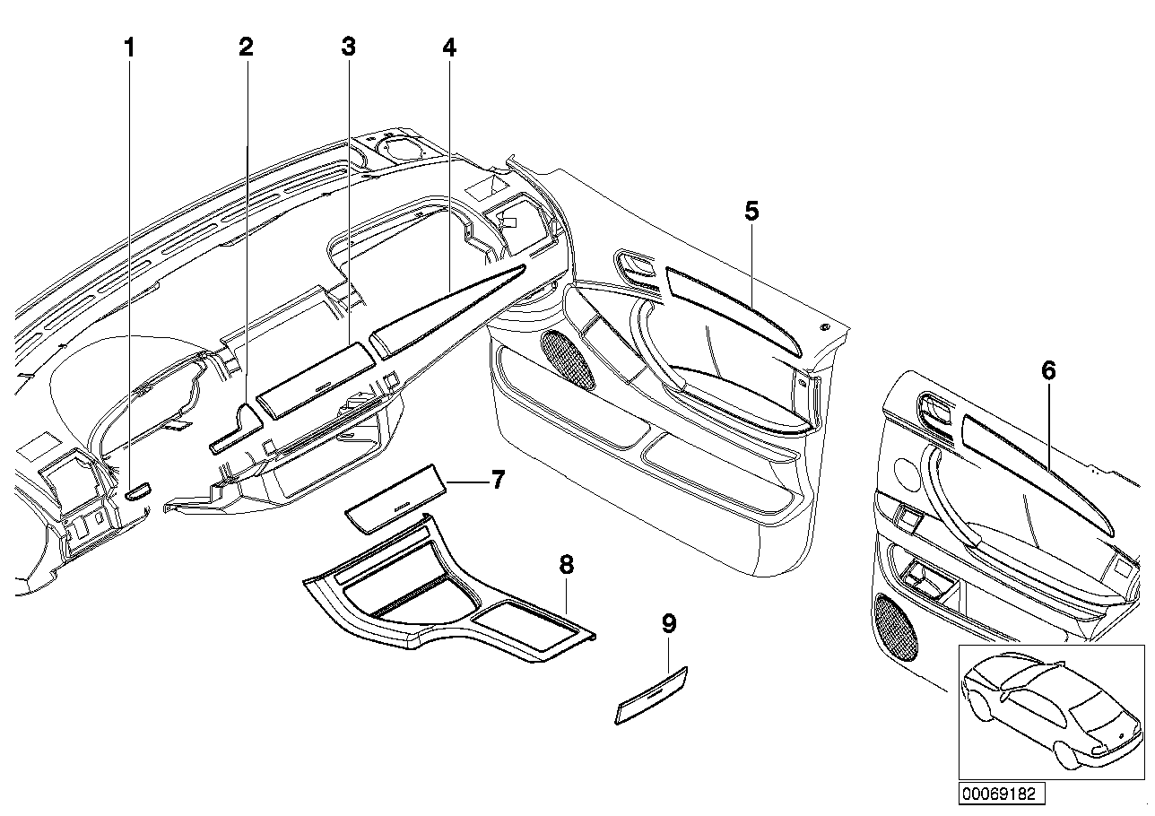 Genuine BMW 51428261753 E53 Decorative Strip, Door Rear Left TITAN 2 (Inc. X5)