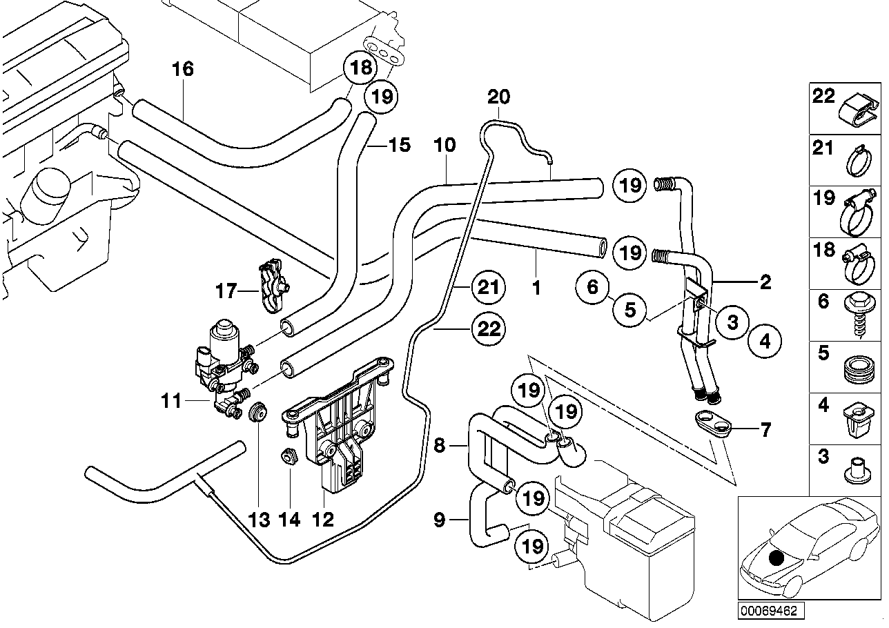 Genuine BMW 64218385294 E39 Hose F Water Valve And Radiator (Inc. 520d, 530d & 530i)