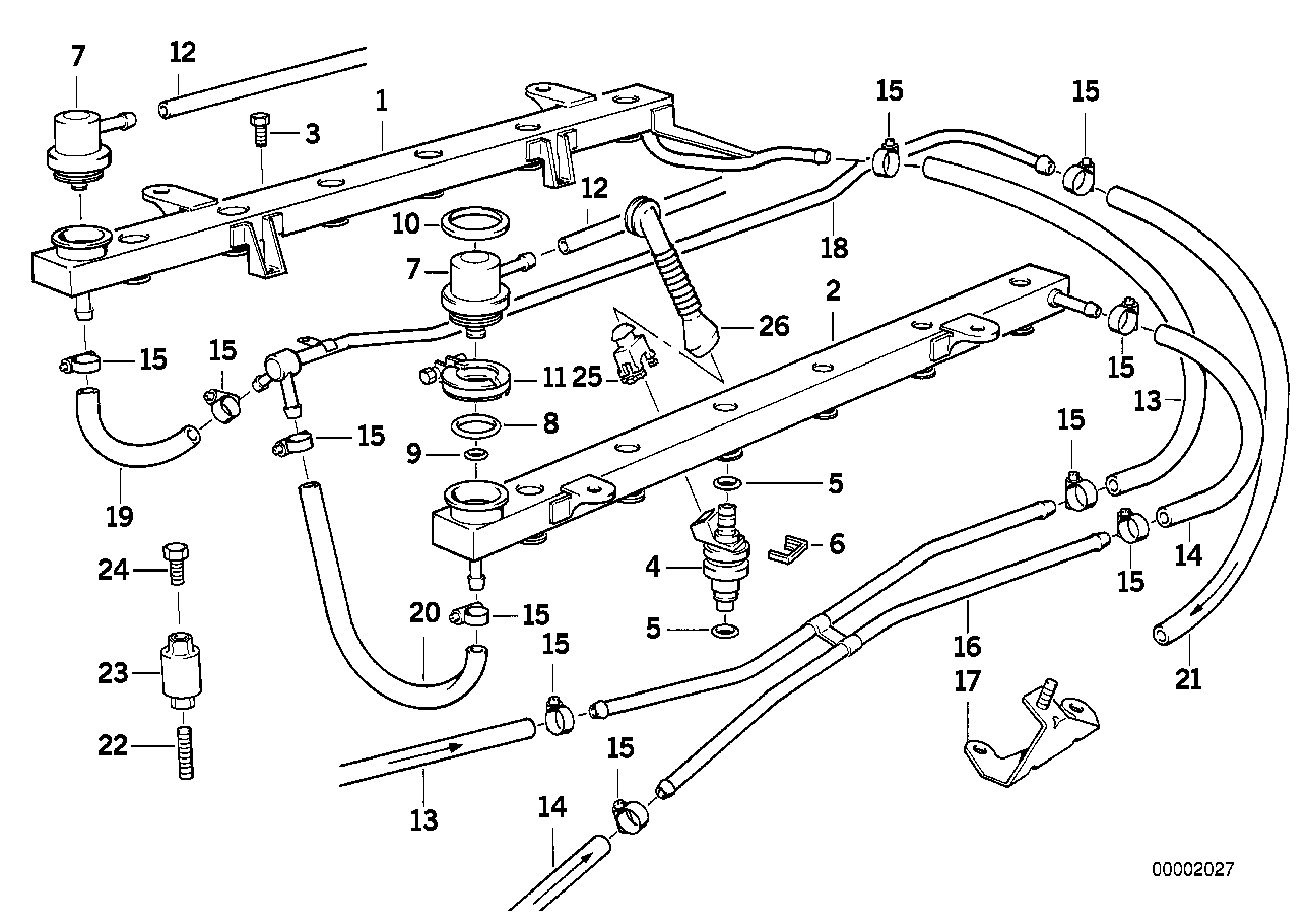 Genuine BMW 11611725819 E32 E31 Fuel Pipe Bracket (Inc. 750i, 750iL & 750iLS)