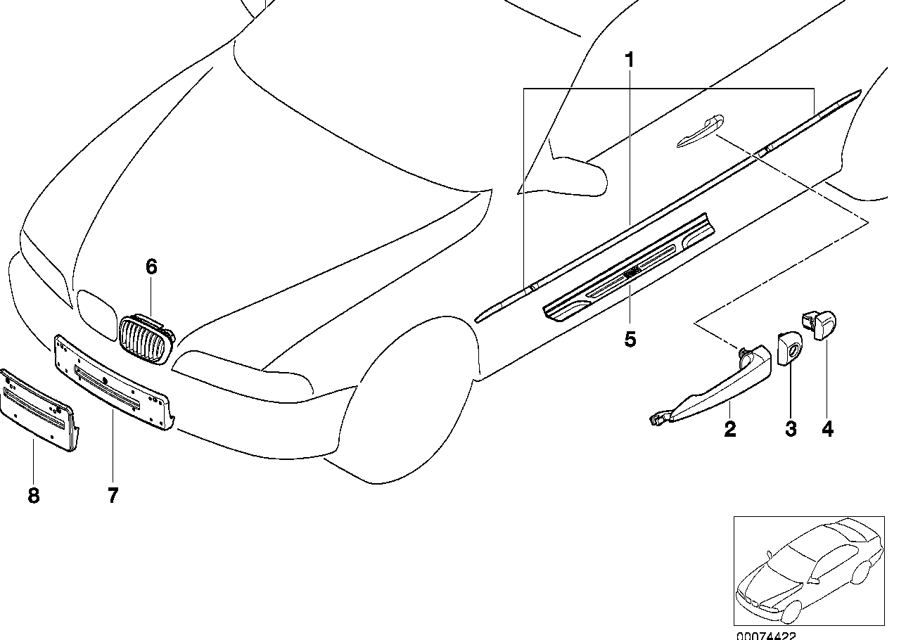 Genuine BMW 51217002279 E46 Cover Left Chromium-Plated CHROM (Inc. 325Ci, 316Ci & 320Ci)