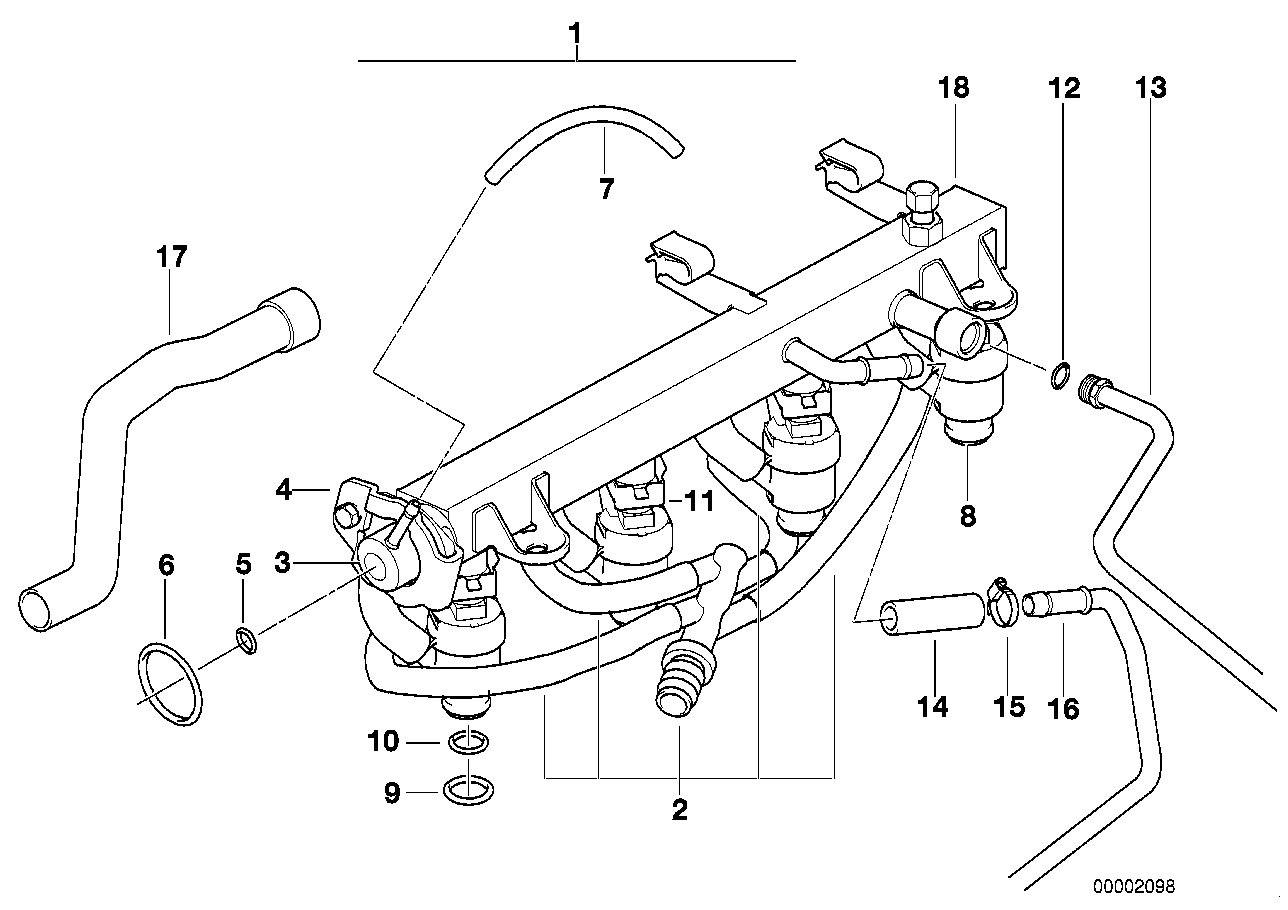Genuine BMW 13531743393 E36 E36 Injection Tube HC1/2 (Inc. 318ti, 318i & 318is)