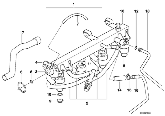 Genuine BMW 13531743393 E36 E36 Injection Tube HC1/2 (Inc. 318ti, 318i & 318is)