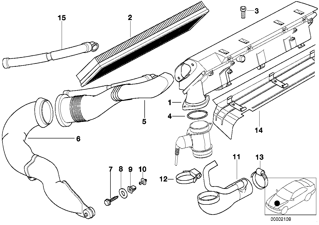 Genuine BMW 13712246183 E39 E38 Intake Muffler (Inc. 525tds, 725tds & 525td)