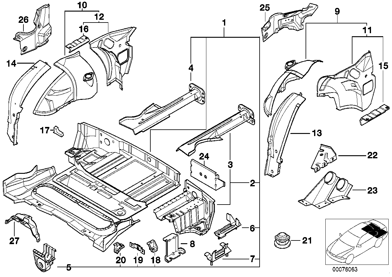Genuine BMW 41122269462 E36 Right Interior Rear Silencer Bracket (Inc. Z3 M)