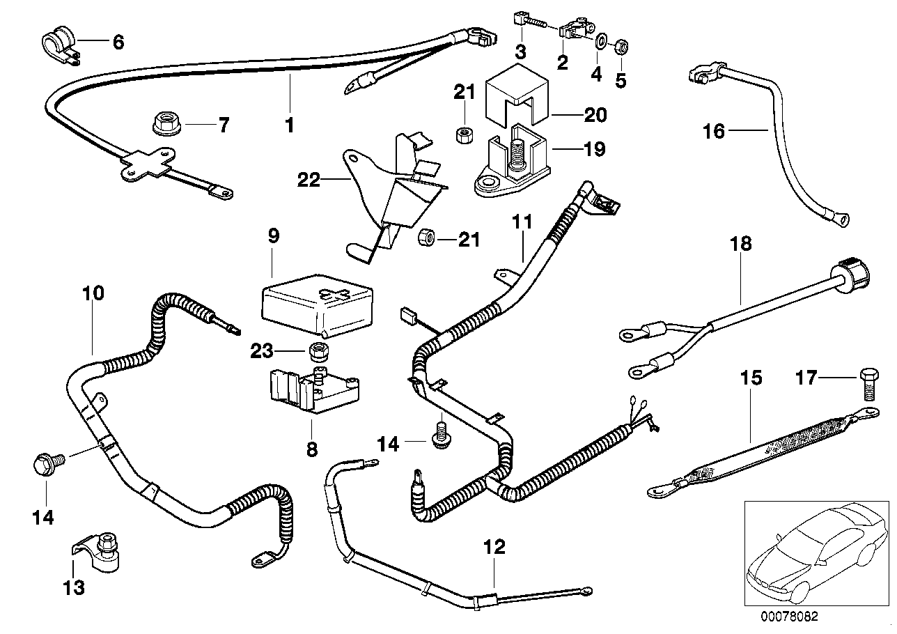 Genuine BMW 12421745538 E38 Cable Alternator-Starter-Base B+ (Inc. 735i, 740i & 740iL)