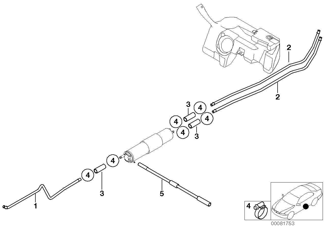 Genuine BMW 16121185016 E36 Fuel Feed Line II (Inc. Z3 2.5i, Z3 3.0i & Z3 2.2i)