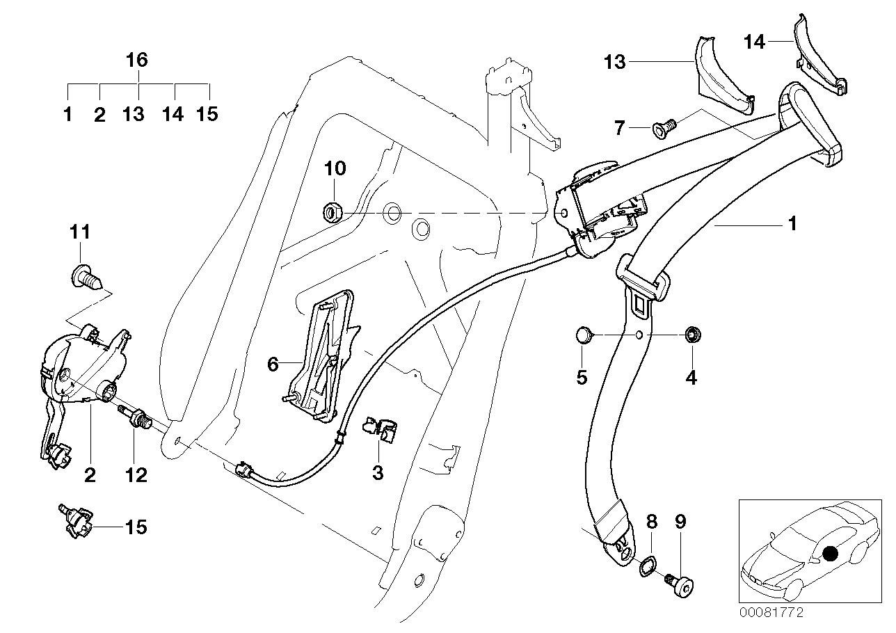 Genuine BMW 52109113981 E46 E93 Coupler Mechanism Left (Inc. 325d, 335i & 330Cd)