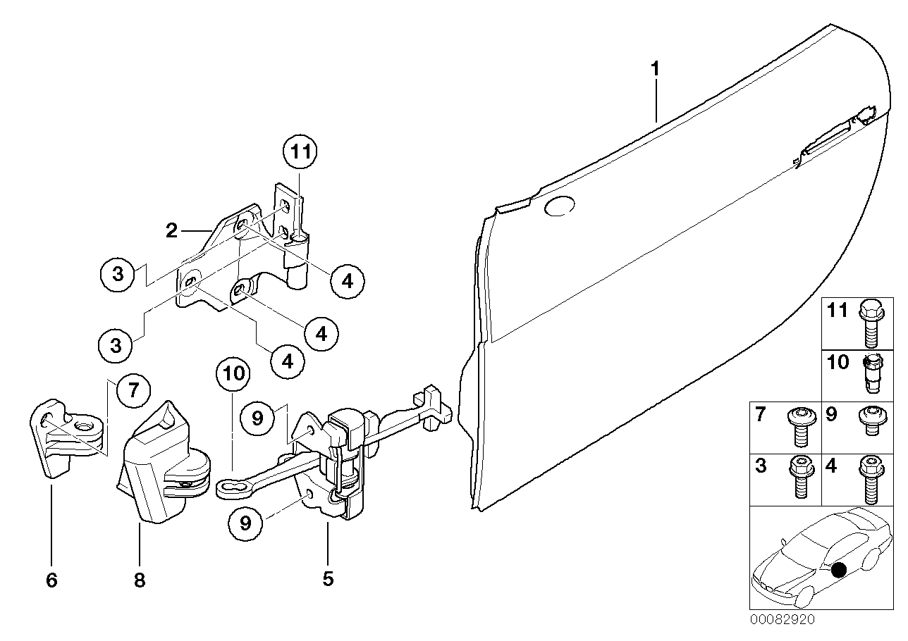 Genuine BMW 41517012879 E52 Door Hinge, Bottom Left (Inc. Alpina V8 & Z8)