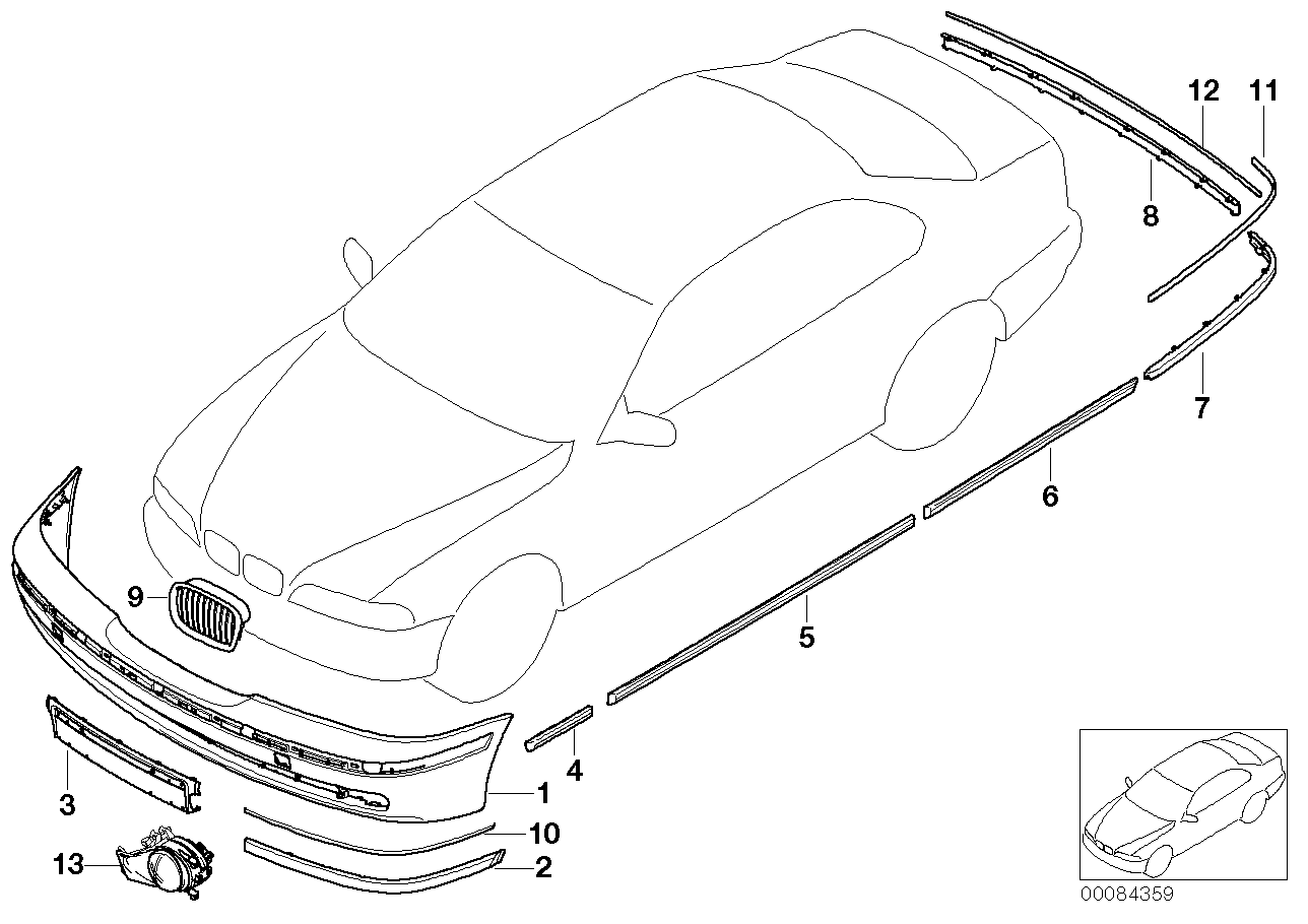 Genuine BMW 51137036699 E39 Molding, Door, Primed, Front Left (Inc. 525tds, 540iP & 530d)