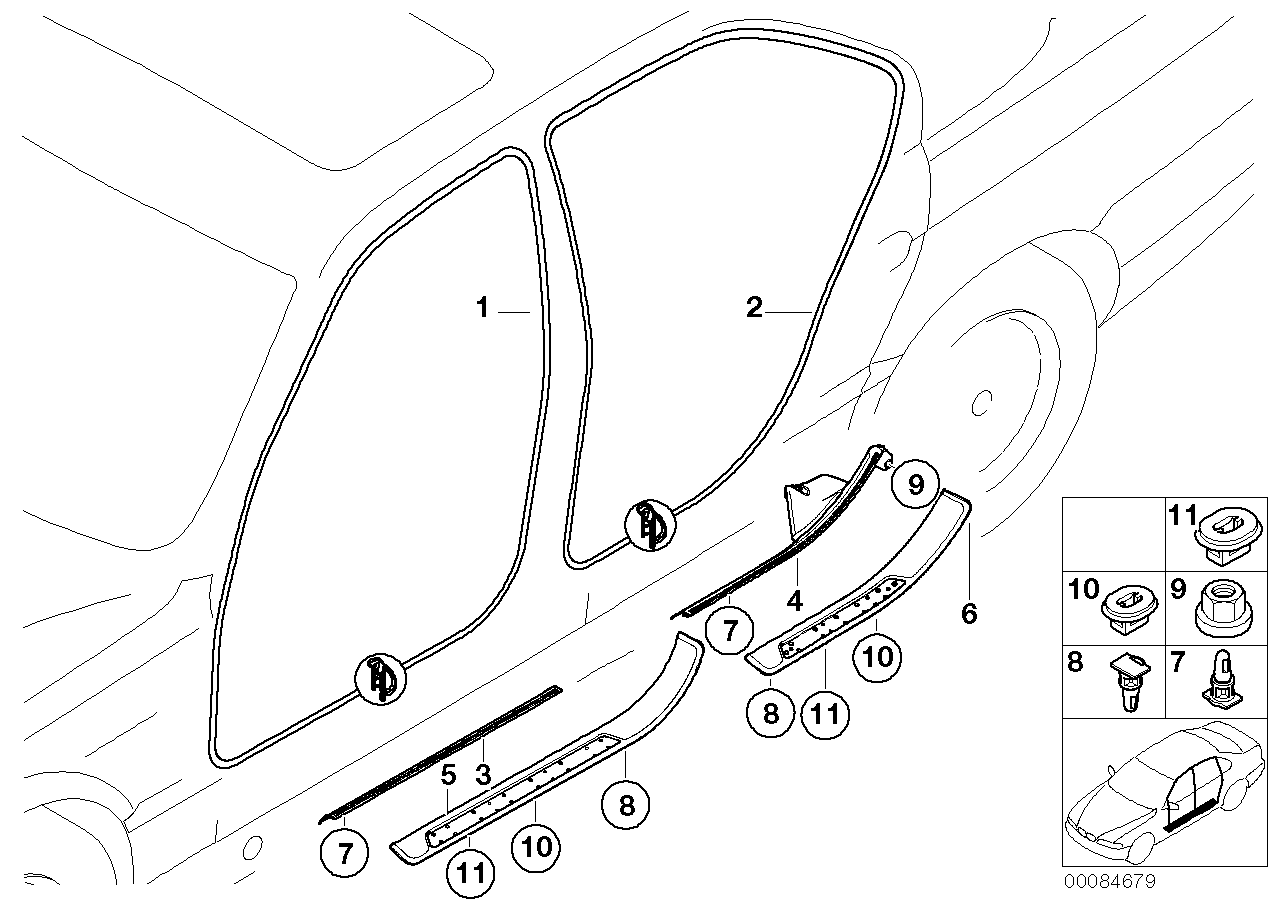 Genuine BMW 51478212154 E38 Front Right Entrance Cover CHROM (Inc. 728i, 725tds & L7)