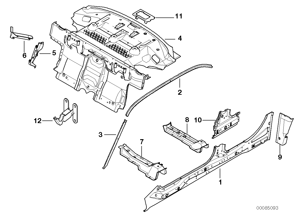 Genuine BMW 41118208912 E39 E38 Right Front Seat Console (Inc. 750iL, 525td & 735iL)