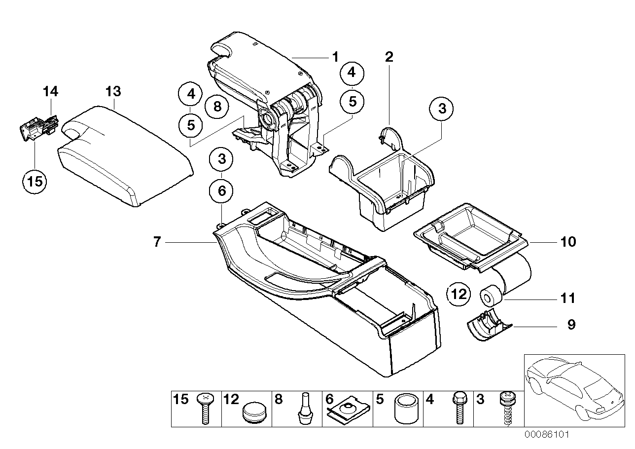 Genuine BMW 51168213630 E46 Armrest Leather SCHWARZ (Inc. 320td, 320i & 320Ci)
