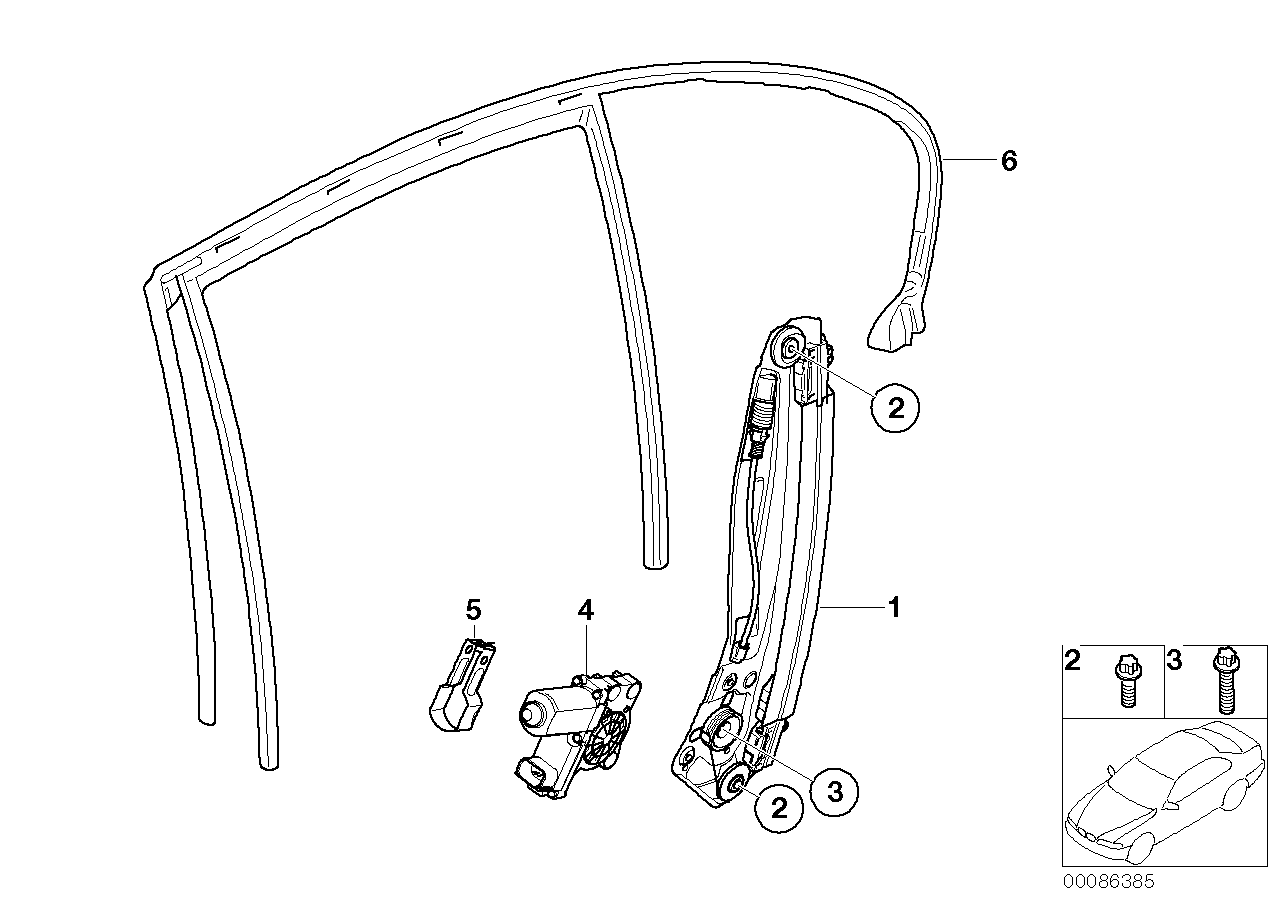 Genuine BMW 51358223808 E65 Rear Right Window Guide (Inc. 735i, 745d & 760i)