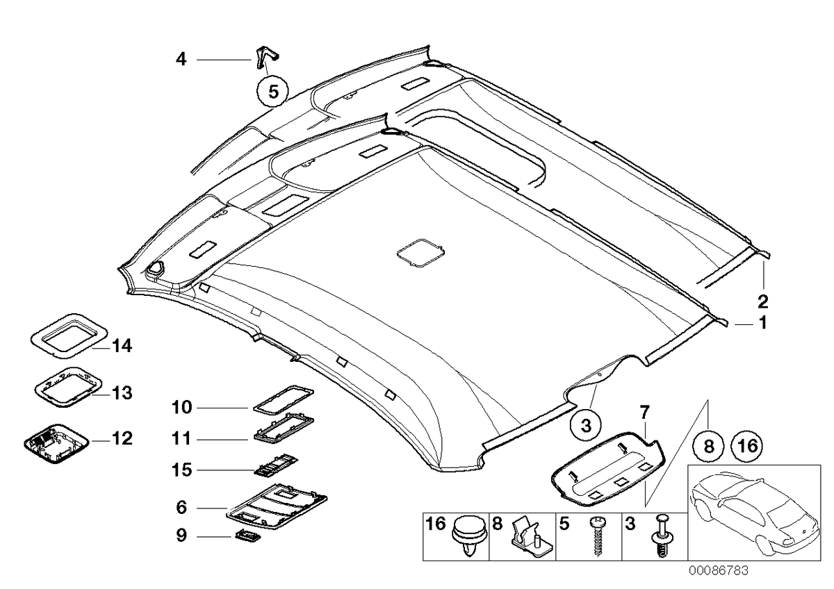Genuine BMW 51448225568 E46 Headliner Its HELLGRAU (Inc. 323i, 316i 1.9 & 316i)