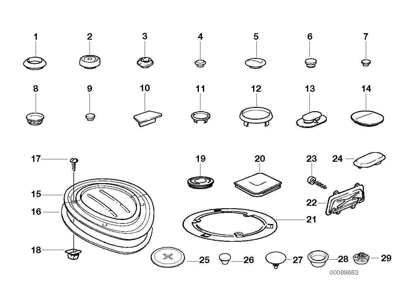 Genuine BMW 51718153941 E36 Locking Plug Side Frame (Inc. 318i, 318is & 320i)