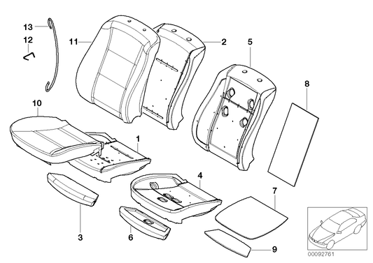 Genuine BMW 52109173478 E60 E61 Cover For Comfort Seat, Leather TABAK (Inc. 535d, 540i & 525xi)